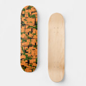Orange Green Black Digital Camouflage Pattern Skateboard (Vorderseite)