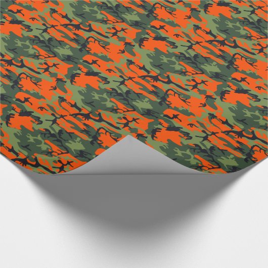 Orange Green Black Hunting Camouflage Camouflage Geschenkpapier (Ecke)