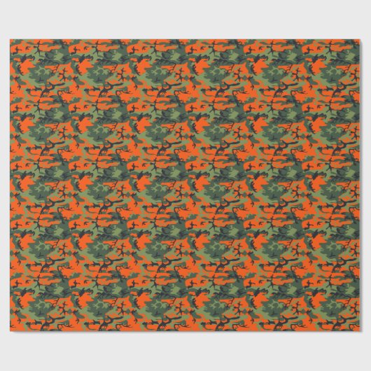Orange Green Black Hunting Camouflage Camouflage Geschenkpapier (Flach)