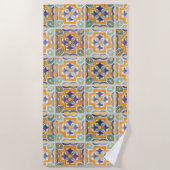 Orange-Green-Blue Fliesenhandtuch Strandtuch (Vorderseite)