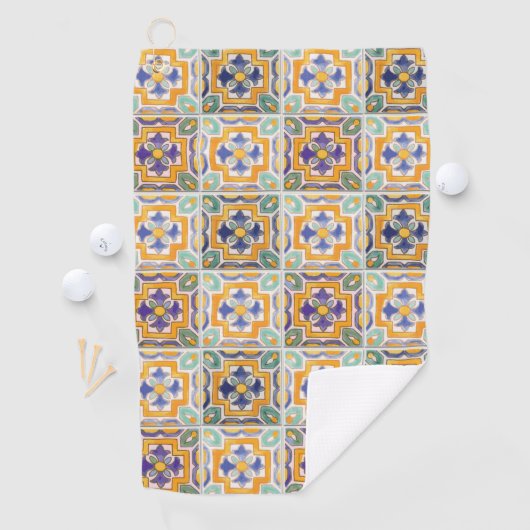 Orange-Green-Blue Tile Golf Handtuch (Insitu)
