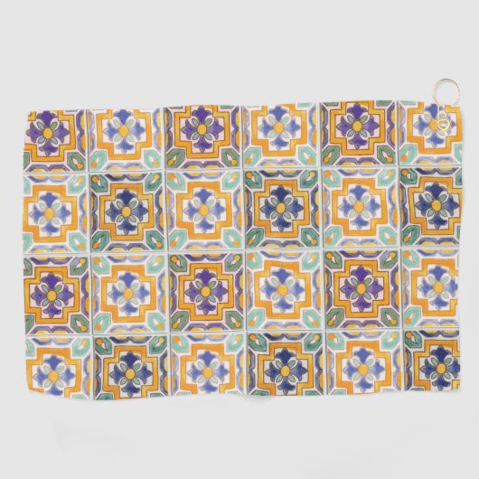 Orange-Green-Blue Tile Golf Handtuch (Horizontal)