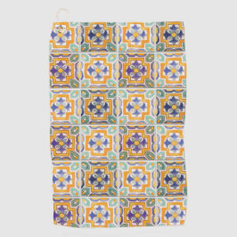 Orange-Green-Blue Tile Golf Handtuch