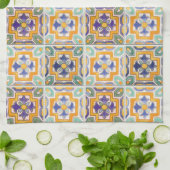 Orange-Green-Blue Tile Küchentücher (Gefaltet)