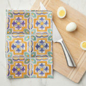 Orange-Green-Blue Tile Küchentücher (Viertel Falte)