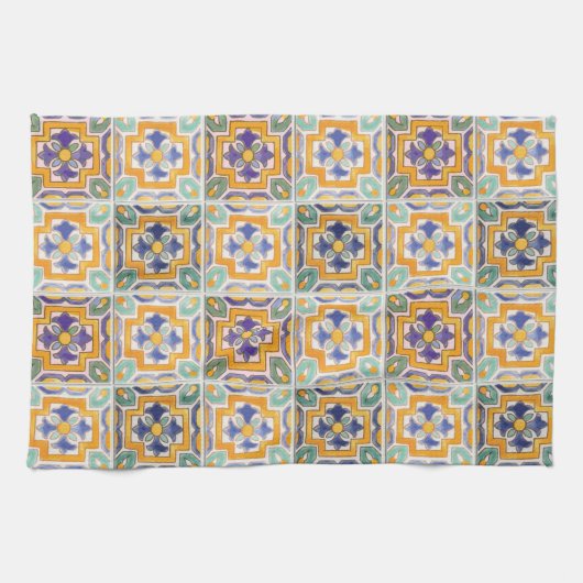 Orange-Green-Blue Tile Küchentücher (Horizontal)