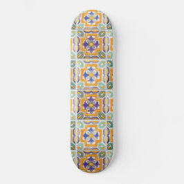 Orange-Green-Blue-Tile-Skateboard Skateboard