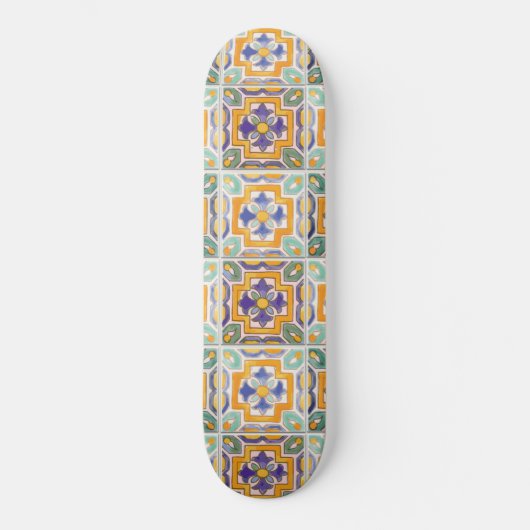 Orange-Green-Blue-Tile-Skateboard Skateboard (Vorderseite)
