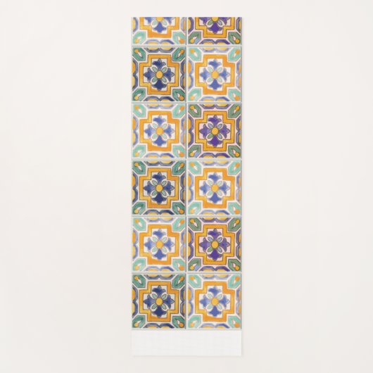 Orange-Green-Blue Tile Yoga Mat Yogamatte (Vorderseite)