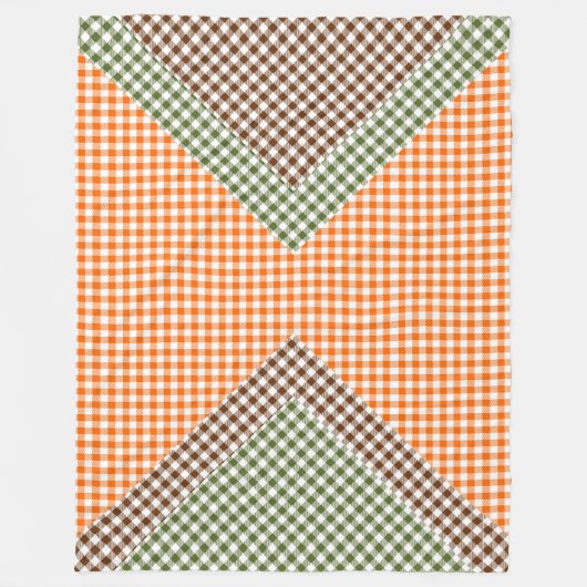 ORANGE GREEN & BROWN KARIERT PATTERN FLEECEDECKE (Vorderseite)