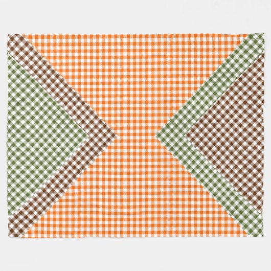ORANGE GREEN & BROWN KARIERT PATTERN FLEECEDECKE (Vorderseite (Horizontal))