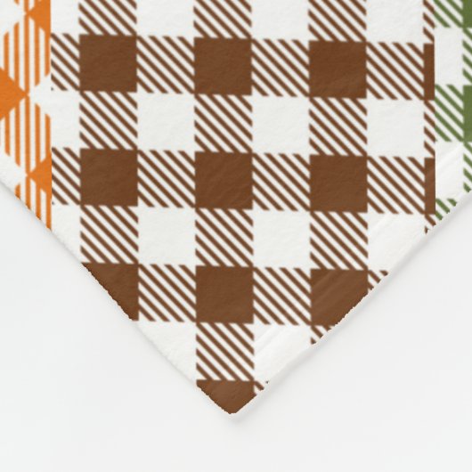 ORANGE GREEN & BROWN KARIERT PATTERN FLEECEDECKE (Ecke)