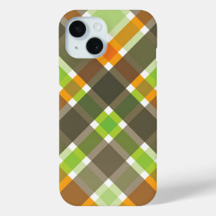 Orange Green Brown Kariert Simple Fun Karos Muster Case-Mate iPhone Hülle