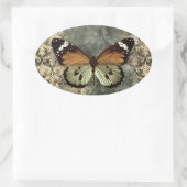 Orange & Green Butterfly Ovaler Aufkleber (Tasche)