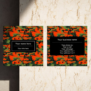 Orange Green Camouflage, Militär, Armee Quadratische Visitenkarte
