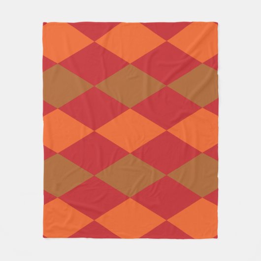 Orange Green Checkered Diamond Fleecedecke (Vorderseite)