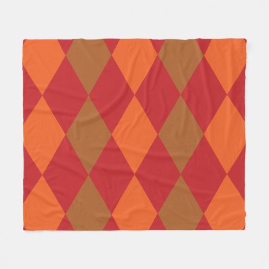 Orange Green Checkered Diamond Fleecedecke (Vorderseite (Horizontal))