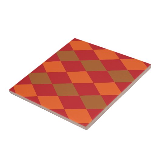 Orange Green Checkered Diamond Muster Fliese (Seite)