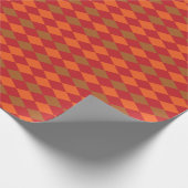 Orange Green Checkered Diamond Muster Geschenkpapier (Ecke)