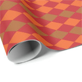 Orange Green Checkered Diamond Muster Geschenkpapier (Rolleneckpunkt)