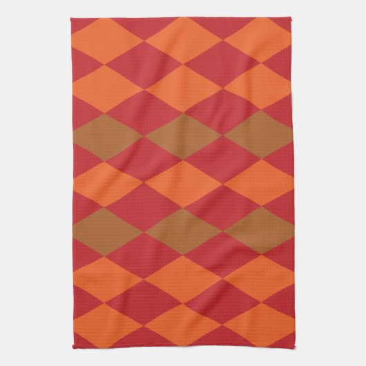 Orange Green Checkered Diamond Muster Geschirrtuch (Vertikal)