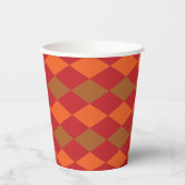 Orange Green Checkered Diamond Party Pappbecher (Vorderseite)