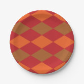 Orange Green Checkered Diamond Pattern Party Pappteller (Vorderseite)