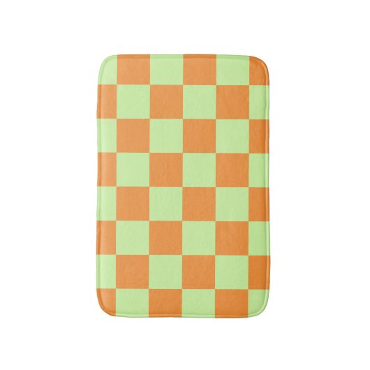 Orange Green Citrus Checkered Gingham Pattern Badematte (Vorderseite Vertikal)