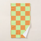 Orange Green Citrus Checkered Gingham Pattern Badhandtuch Set (Handtuch)