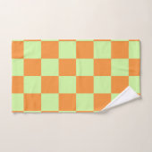Orange Green Citrus Checkered Gingham Pattern Badhandtuch Set (Handtuch)