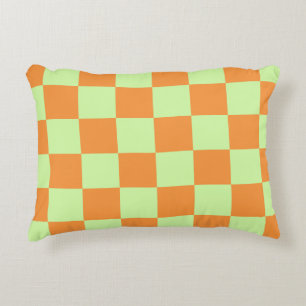 Orange Green Citrus Checkered Gingham Pattern Dekokissen