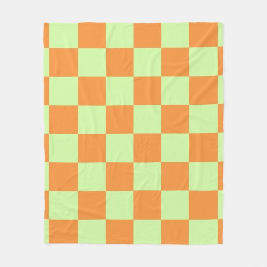 Orange Green Citrus Checkered Gingham Pattern Fleecedecke (Vorderseite)