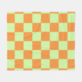 Orange Green Citrus Checkered Gingham Pattern Fleecedecke (Vorderseite (Horizontal))