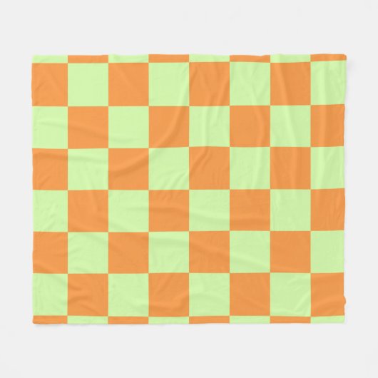 Orange Green Citrus Checkered Gingham Pattern Fleecedecke (Vorderseite (Horizontal))