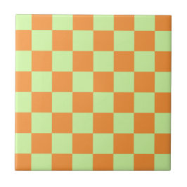 Orange Green Citrus Checkered Gingham Pattern Fliese