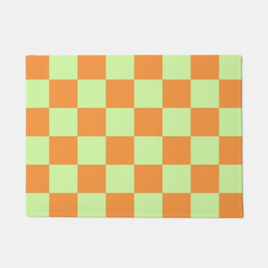 Orange Green Citrus Checkered Gingham Pattern Fußmatte (Vorderseite)