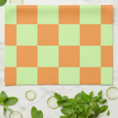 Orange Green Citrus Checkered Gingham Pattern Geschirrtuch (Gefaltet)