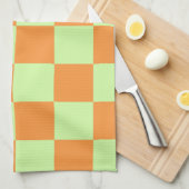Orange Green Citrus Checkered Gingham Pattern Geschirrtuch (Viertel Falte)