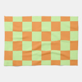 Orange Green Citrus Checkered Gingham Pattern Geschirrtuch (Horizontal)
