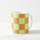 Orange Green Citrus Checkered Gingham Pattern Kaffeetasse (VorderseiteRechts)