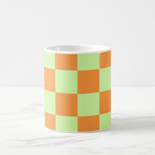 Orange Green Citrus Checkered Gingham Pattern Kaffeetasse (Mittel)