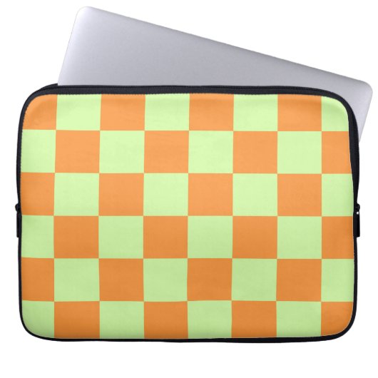 Orange Green Citrus Checkered Gingham Pattern Laptopschutzhülle (Vorderseite)