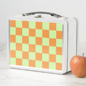 Orange Green Citrus Checkered Gingham Pattern Metall Brotdose (Beispiel)