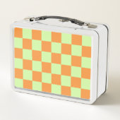 Orange Green Citrus Checkered Gingham Pattern Metall Brotdose (Rückseite)