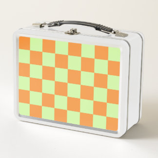 Orange Green Citrus Checkered Gingham Pattern Metall Brotdose