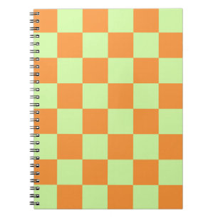 Orange Green Citrus Checkered Gingham Pattern Notizblock