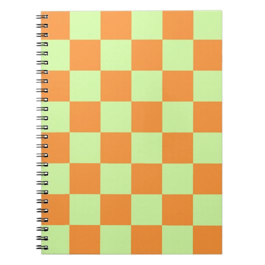 Orange Green Citrus Checkered Gingham Pattern Notizblock (Vorderseite)