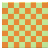 Orange Green Citrus Checkered Gingham Pattern Poster (Vorderseite)