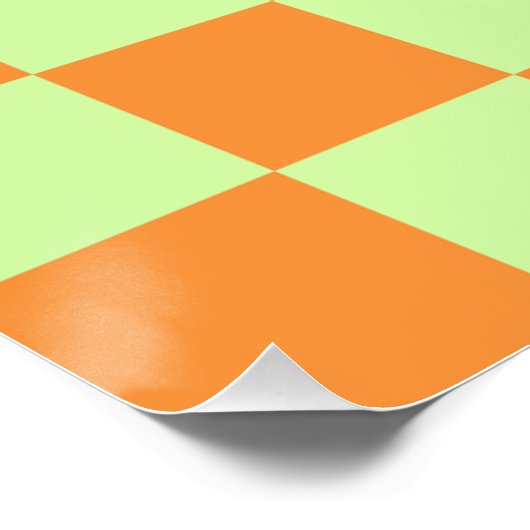 Orange Green Citrus Checkered Gingham Pattern Poster (Ecke)