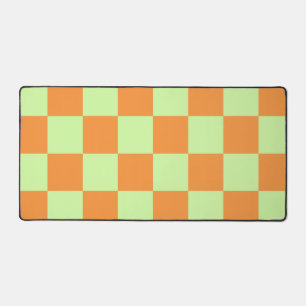 Orange Green Citrus Checkered Gingham Pattern Schreibtischunterlage